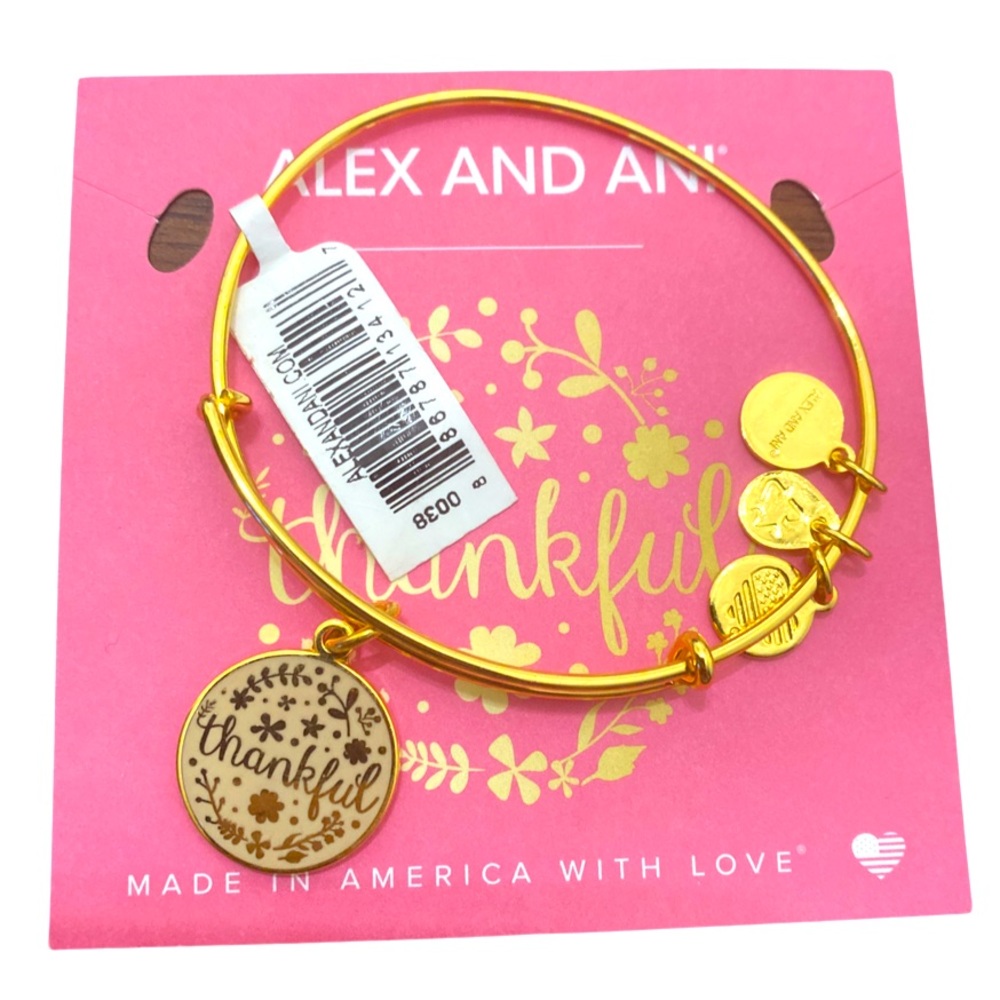 NWT, Never Worn Alex and Ani “Thankful” Bracelet. Gold. One Size Fits All.